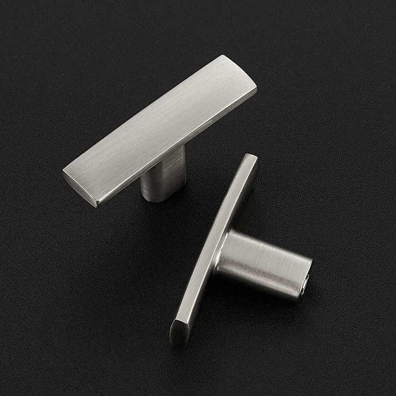 3 Pack Brushed Nickel Cabinet Knobs, 2in Length Curved Bar Drawer Pulls | Single Hole Grip, Stainless Steel Build, Kitchen Cabinet Restyle, For Drawers, Dressers, Cupboards, Closet Doors - color: Brushed Nickel, size: 3 Pack, style: Curved
