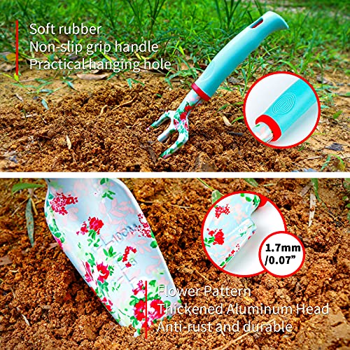 Womens Gardening Gifts Set - Floral Gardening Tools with Tote Bag - Gifts for Mom, Girlfriend or Women - Birthday, Christmas (Blue) - color: Blue