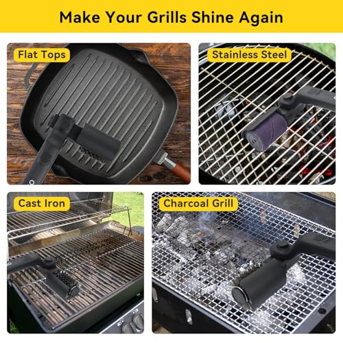 Electric Grill Brush, 3 Speed Powerful BBQ Cleaning Brush with 180° Adjustable Head, Stainless Steel Wire Automatic Grill Cleaner for Outdoor Camping & BBQ Accessories - color: Black