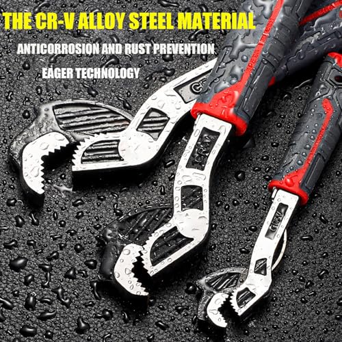 2Pcs Set of Self-locking Adjustable Wrenches, 6in and 10in Multifunctional Wrenches with an Opening Range of 7-15mm and 15-35mm, Self-adjusting Size, Suitable for Car, Bicycle, and Plumbing Repairs