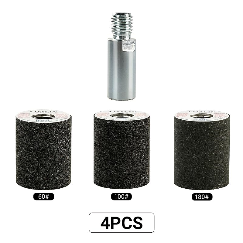 LOZLIN 4PCS Cylindrical Diamond Grinding Wheel Polishing Head Abrasive Sanding Wheel 50/100/200 Grit Angle Grinder Grinding Heads Matching Extensions - style: Cylindrical