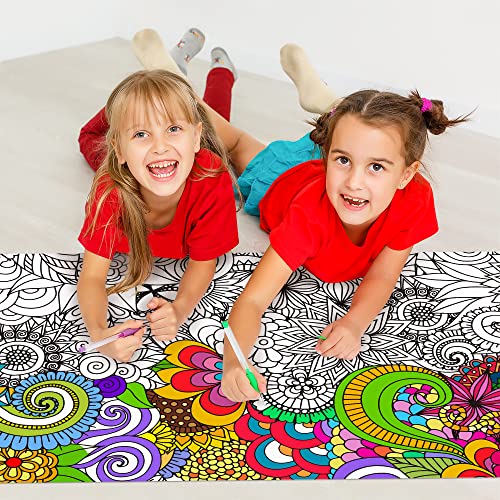 Dvbonike Jumbo Mandala Coloring Poster Giant Flower DIY Drawing Paper Craft - style: Flower No.1