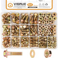 VIGRUE 521PCS M6 M8 M10 Flange Bolts Assortment Kit Metric Class 8.8 Serrated Hex Cap Flange Hex Bolts Flange Nuts Assorted Set, Coarse Full and Half Threads - size: 521PCS M6 M8 M10 Flange Bolts