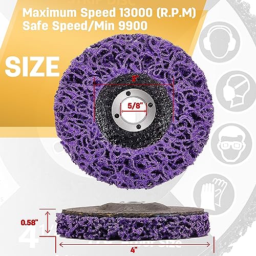 10 Pack Strip Disc Wheel for Angle Grinder Paint Rust Removal 4" x 5/8" - style: 4'' x 5/8''-Purple
