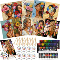 Ctosree 72 Pcs Flower Woman Paint and Sip Kit for Adults 8'' x 10'' Pre Drawn Canvas for Painting DIY Pre Printed Canvas for Party Favor Acrylic Painting Kit Wood Easel Brushes Date Night Bulk - style: Flower Woman