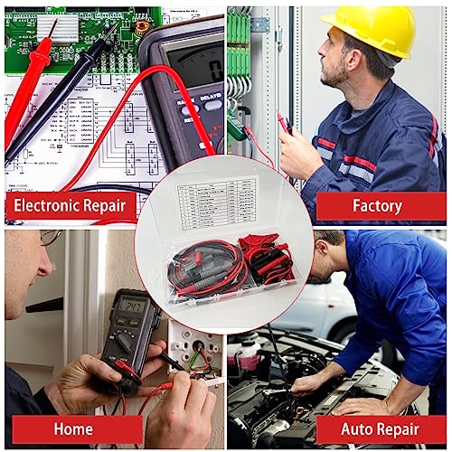 24 Pcs Multimeter Test Leads Set with Alligator Clips, Insulation Piercing Test Clip and Test Probes 1000V 10A CAT III for Fluke, KAIWEETS, INNOVA Multimeter, Voltmeter, Clamp Meter