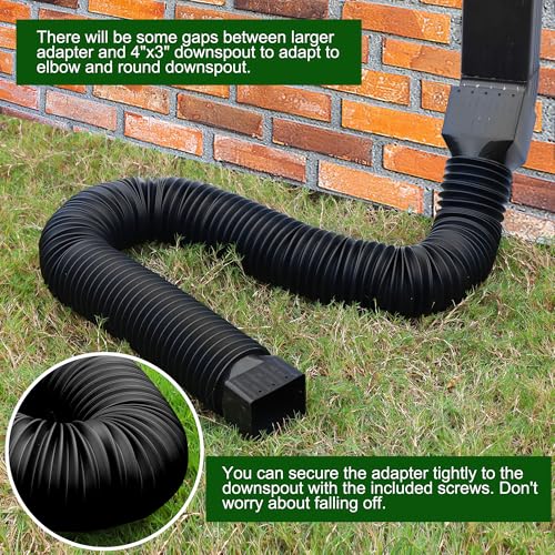 2 Pack Rain Gutter Downspout Extensions, Upgraded Flexible Drain Down Spout Extender for Rain Water Drainage, Each Extendable from 20" to 66", Combine to 10 ft with Connector(Black) - color: 2 Pack Black