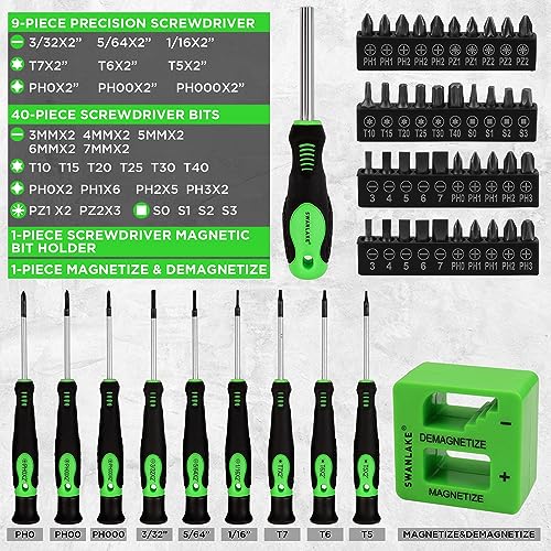 SWANLAKE 86PCS Magnetic Screwdriver Set,Includes Slotted/Phillips/Torx Mini Precision Screwdriver, Replaceable Screwdriver Bits and nut drivers With Sturdy tool box - style: 86-Piece Magnetic Screwdriver Set