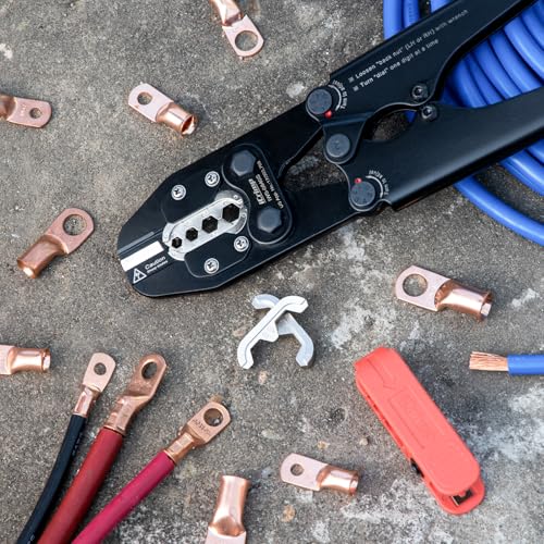 iCrimp Battery Cable Lug Crimping Tool Set includes Interchangeable Jaws