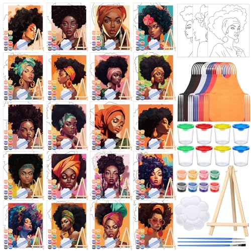 Sherr 140 Pcs 20 Set Pre Drawn Canvas Painting Kit, Elegant Lady - style: Elegant Lady