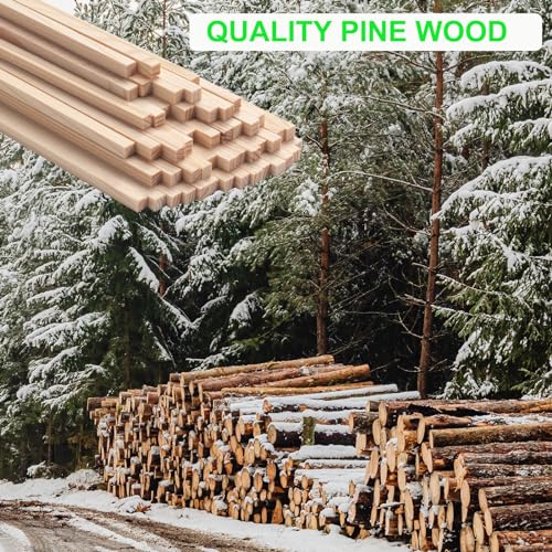 3/16" x 12" Square Wooden Dowel Rods Wood Dowels for Crafting, 50PCS Small Unfinished Wood Craft Sticks Hardwood Sticks Wooden Strips for Arts and DIYers, DIY Projects, Models Making, Woodworking - size: 3/16"×12"-50PCS