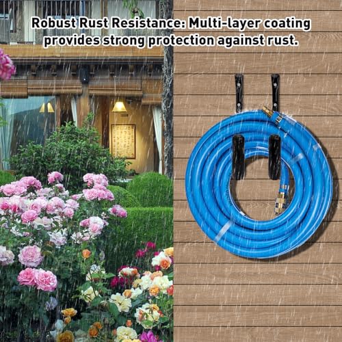 KURUI 10" Garage Organization Wall Hooks, 66 LB Heavy Duty Water Hose Holder for Hanging Ladder Extension Cord Garden Tool Cable, 4 Pcs, Black - size: 10''-4pcs
