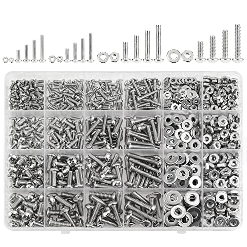 HELIFOUNER 720 Pieces #4-40#6-32#8-32#10-24 Phillips Pan Head Machine Screws Nuts Washers Assortment Kit, Coarse Thread, Fully Machine Threaded, 304 Stainless Steel - size: #4-40 #6-32 #8-32 #10-24, style: Phillips Pan Head