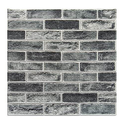 Art3d 20-Pack Durable Faux Brick Peel and Stick 3D Wall Panels, Stone Ash - color: Stone ash, size: 20pcs-27x27inch