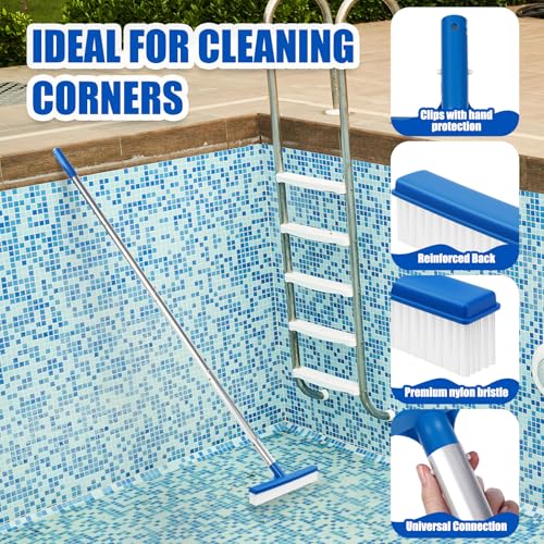 Potchen 3 Pcs Pool Cleaning Kit with Hand Skimmer Net, 10" Brush - style: 10" Brush