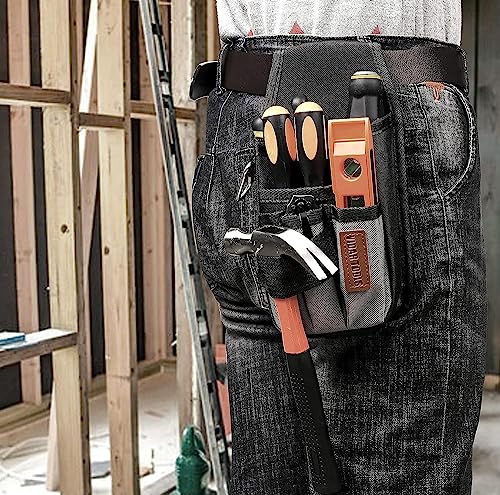 VIDAR TOOLS Small Tool Pouch with Belt Clip,Tool Belt Pouches,Electrician Tool Pouch.Mini Organizer Pocket Attachment for Tool Belt,5 Pockets and Heavy-Duty Metal Belt Clip Attachment.… - style: 5 IN