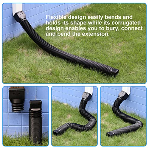plusgutter Black-2pack Rain Gutter Downspout Extensions Flexible, Drain Downspout Extender,Down Spout Drain Extender, Gutter Connector Rainwater Drainage,Extendable from 21 to 68 Inches - color: Black