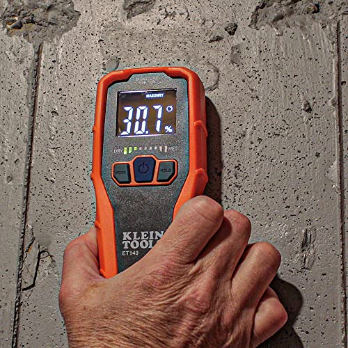 Klein Tools ET140 Pinless Moisture Meter for Non-Destructive Moisture Detection in Drywall, Wood, and Masonry; Detects up to 3/4-Inch Below Surface - style: Moisture Meter