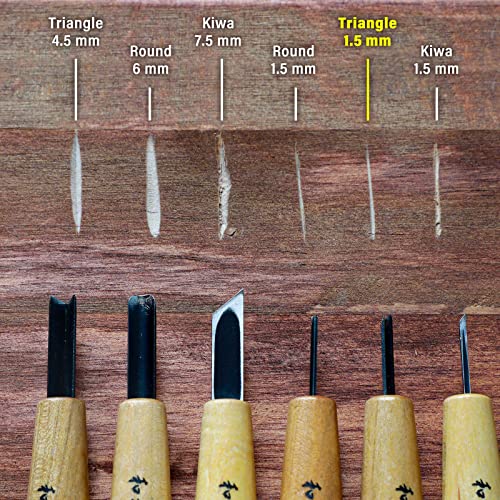 Wazakura Made in Japan Bonsai Chisel Hand V-Parting Triangle Carving Tool 1.5 mm for Jin Shari Making, DIY Woodcarving Knife for Experts and Beginners (V-Parting Triangle Shape 1.5 mm) - style: V-Parting Triangle Shape 1.5 mm