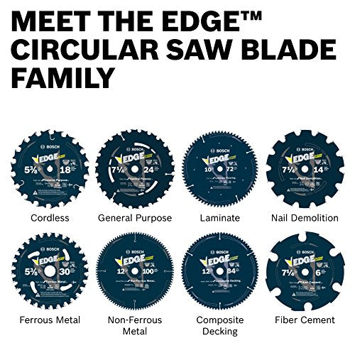 BOSCH DCB724 7-1/4 in. 24 Tooth Edge Circular Saw Blade Brute Carbide for Applications in Framing - size: 7-1/4" Diameter, style: 24 Teeth