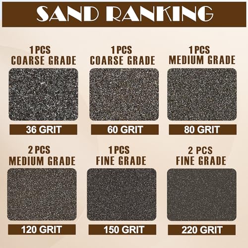 8pcs Sanding Blocks Assortment Kit, Sponge Sand Block Washable and Reusable, Wet & Dry Sandpaper Block - 36/60/80/150 Grit x 1pcs, 120/220 Grit x 2pcs - size: 36/60/80/120/150/220 Grits