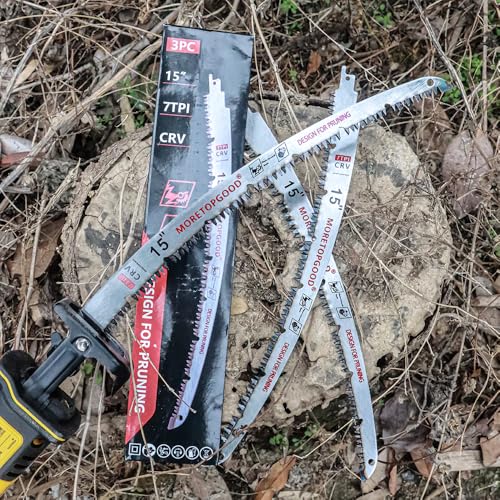 15 Inch Arc Edge Reciprocating Saw Blade with U-Groove Chip Removal Design, 7TPI Japanese Teeth with Arc-Curved Saw Blades for Wood Pruning, Tree Trimming & Wood Cutting, 3‑Pack - size: 15 Inch