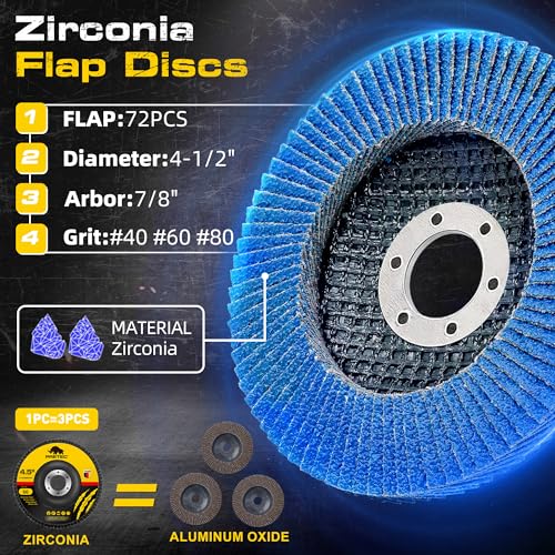 26 Packs Angle Grinder Cutting Flap Grinding Disc Wheel 4 1/2in Inches - 20 Packs 4.5"x1/4"x7/8" Cut off Wheels,3 Packs 4.5"x7/8" 60 Grit Flap Discs, 3 Packs 4.5"x1/25"x7/8" Grinding Wheels | 20 Packs 4.5"x1/4"x7/8" Cut off Wheels,3 Packs 4.5"x7/8" 60 Gri