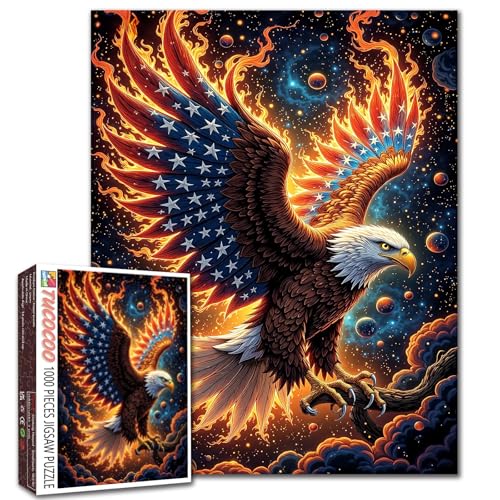American Flag Eagle Jigsaw Puzzles for Adults 1000 Pieces 4th of July Jigsaw Puzzle for Family Activity Games Patriotic Bald Eagle Art Puzzles Independence Day Art 19.7 x 27.6 Inch - color: American Flag-17