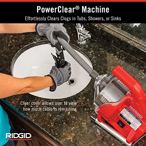 RIDGID 55808 PowerClear 120-Volt Drain Cleaning Machine Kit for Tubs, Showers, and Sinks, Drain Cleaner Machine Kit with AUTOFEED, Inner Core Cable, and Guide Hose