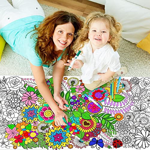 Dvbonike Jumbo Mandala Coloring Poster Giant Floral DIY Drawing Paper Craft - style: Flower No.2