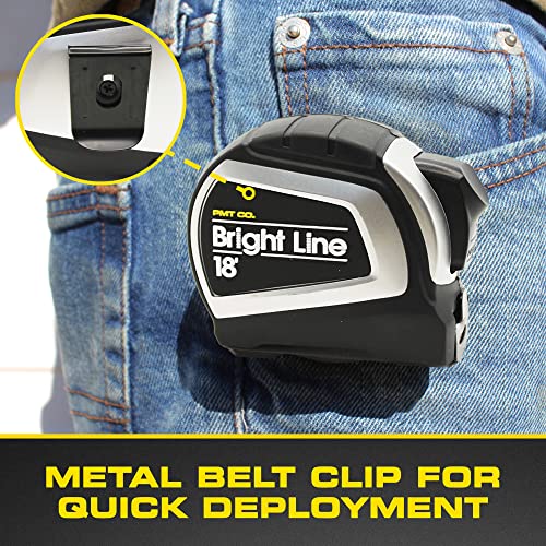 Perfect Measuring Tape - BrightLine High Contrast Dark Mode Easy Read Tape Measure for Low Light Visibility - Heavy Duty Rubber Case 18ft (Inch Fractions) Dual Sided Auto Lock Tape Measure Retractable - color: Black