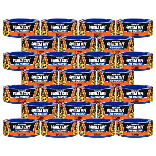 Gorilla All Weather Duct Tape, Black, 1.88" x 25 yd (Pack of 25) - UV and Temperature Resistant Waterproof Tape for Outdoor Repairs - size: 25 - Pack
