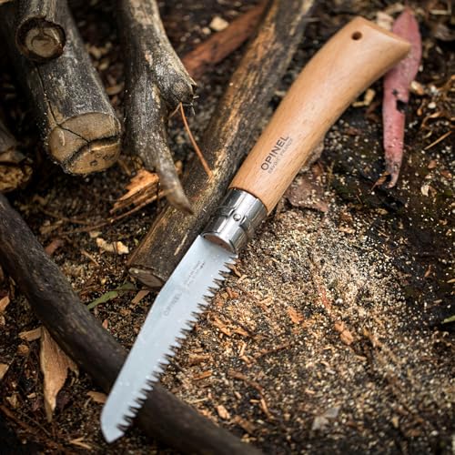 Opinel Folding Saw - Gardening and Camping Folding Carbon Steel Saw with Beechwood Handle - style: No.12