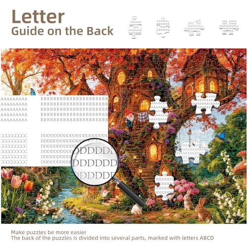 Magic Fairy Forest Treehouse Puzzles for Adults 1000 Pieces - color: Elf Treehouse Village