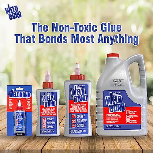 Weldbond Glue - Bonds Most Anything! 3L /101 oz Non-Toxic Adhesive Glue For Wood Tile Glass Craft Foam Fabric Stone Cement & Concrete & Any Other Porous Surfaces. No Fume Non-Flammable PVA Glue Gallon - size: 101.4 fl. oz.