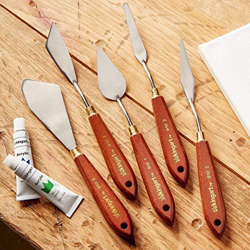 KINGART Painting and Palette 5 Pc. KNIFE SET for Scraping, Mixing and Painting with Oil and Acrylic Paints