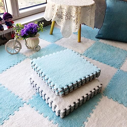 12pcs Tiled Puzzle Play Mats, White - color: White