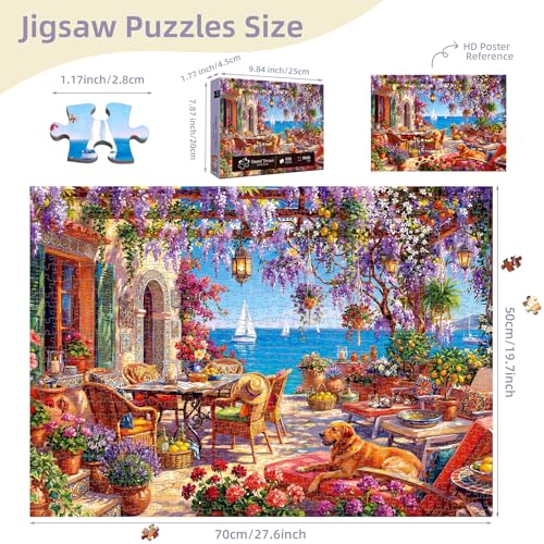 Coastal Terrace Flowers Puzzles for Adults 1000 Pieces - color: Coastal Terrace