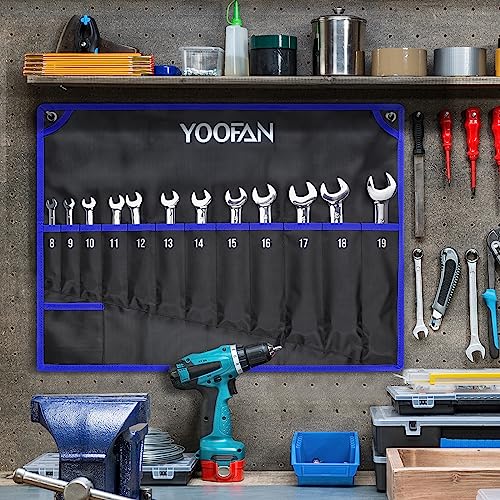 Wrench Roll Up Pouch – Wrench Organizer, Wrench Bag with Handle, Wrench Holder for Hanging - size: 12 Pockets Metric