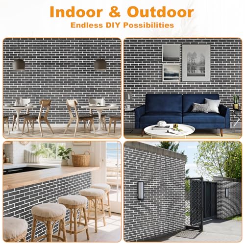 Gray Thin Brick Veneer Faux Brick Wall Panels – 15 PCS, 2.5 Sq.Ft for DIY Fireplace Surround, Kitchen Backsplash, Small Accent Walls & Renovation Projects - color: Gray