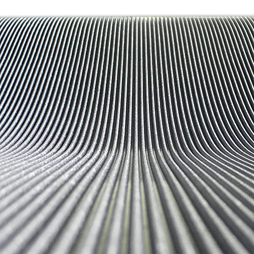 Rubber-Cal Fine Rib Corrugated Rubber Floor Mat - 1/8" x 4 ft x 1 ft Black - size: 12"L x 48"W x 0.1"Th