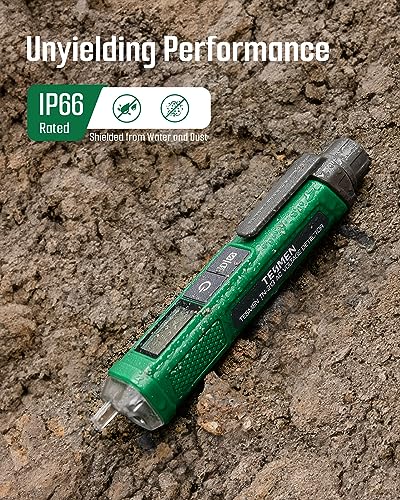 TESMEN Voltage Tester, TN-213 Non-Contact Voltage Detector, Electrical Tester, AC 12V-/70V-1000V, Dual-Range, LCD Display in Percentage, Buzzer Alarm, Live Wire Test, Wire Breakpoint Finder - Green