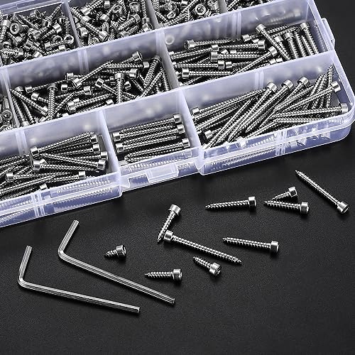 Metric Hex Socket Cap Head Self Tapping Screws, 480pcs M3 Stainless Steel Socket Head Cap Wood Screws Assortment Kit, Hex Drive Head Cap Self Drilling Screws(480 Silver) - color: 480 Silver