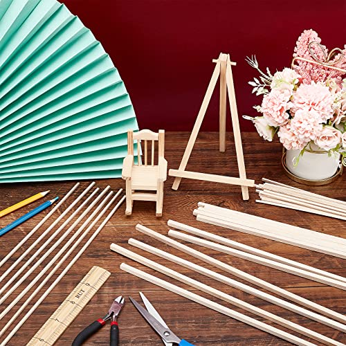 OLYCRAFT 60Pcs Tung Wood Sticks 12 inch Long Unfinished Wooden Strips Square Dowels Strips for DIY Molding Crafts Projects Making - color: Burlywood - Square - 2 Styles