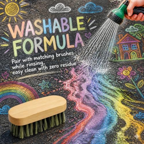 6 Pcs Roller Sidewalk Chalk Paint Set, Washable Powdered Chalk Mix in Water with Foam Rollers, Outdoor Art Graffiti Toy Kit for Kids Driveway, Playground and Sidewalk Paint (6 Colors)