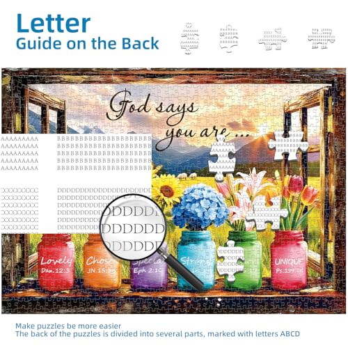 Christian Bible Puzzles for Adults 1000 Pieces, Fun Puzzles for Adults - color: God Says You Are