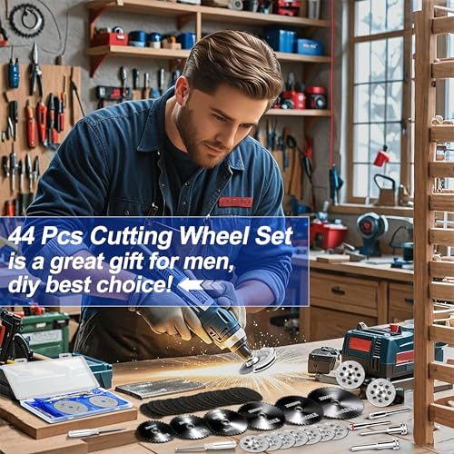 44 PCS Cutting Wheel Set for Dremel Rotary Tool: 20 Resin Cutting Discs, 6 Mini HSS Saw Blades, 10 Diamond Cut Off Wheels & 2 Screwdrivers Can Cutting Wood, Metal, Plastic, Glass, Tile, Stone (Black) - color: Black