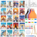 Sherr 140 Pcs 20 Set Pre Drawn Canvas Painting Kit, Landmarks - style: Landmarks