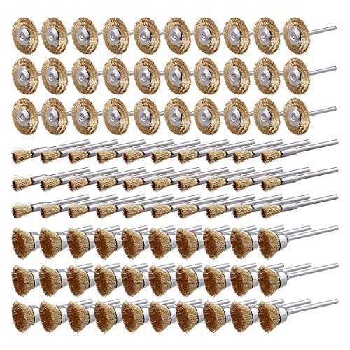 Rocaris 90 Pcs Wire Brushes Set, Brass Wire Wheels Pen Brushes Set Kit