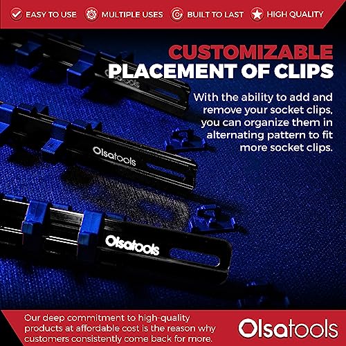 Olsa Tools 3-sets Socket Organizer Rail with Locking Caps, Black - color: Black, size: 3pc, 1/4, 3/8, & 1/2-Inch Drive